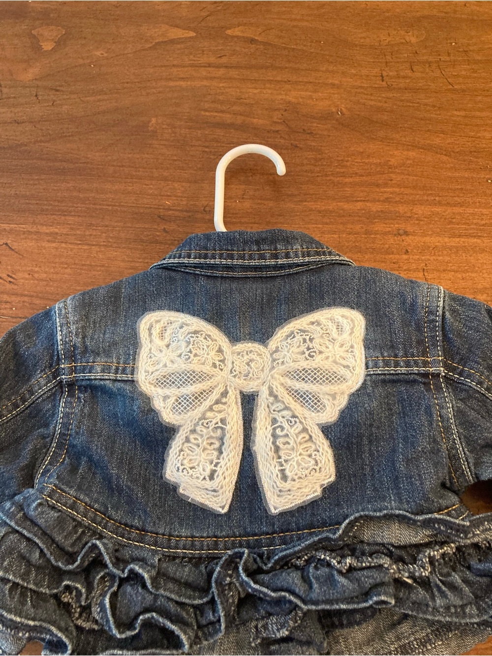 OshKosh B'gosh Blue Denim Jacket with White Lace Bow
